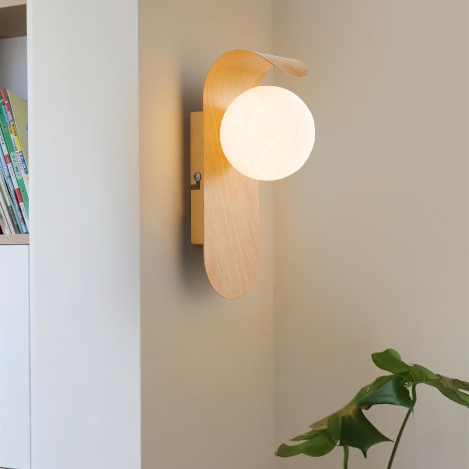 Wandleuchte Kugel Glas Holzoptik, LED Wandlampe G9 Modern