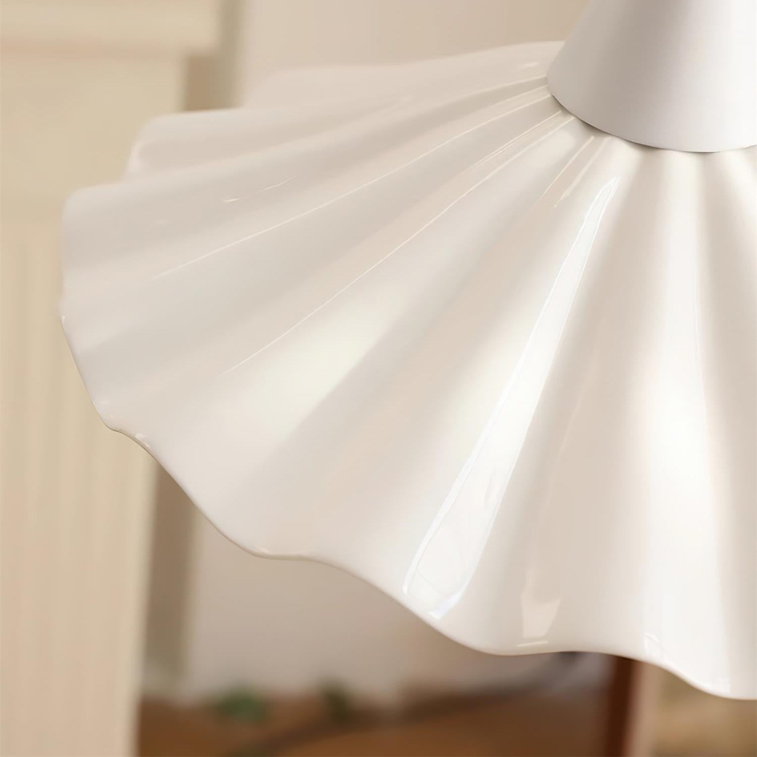 Bone China Pendelleuchte Weiß, Wellenförmiges Design, Dimmbar Höhenverstellbar