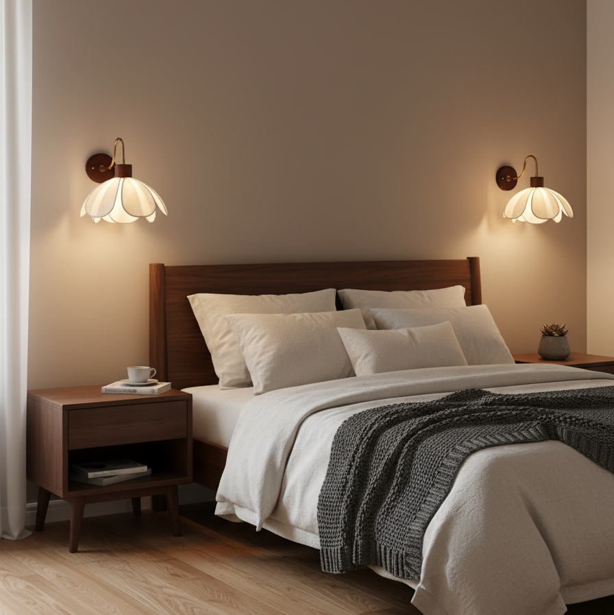 Baumwoll Pendelleuchte Gestreift, Walnuss Design Dimmbar Höhenverstellbar
