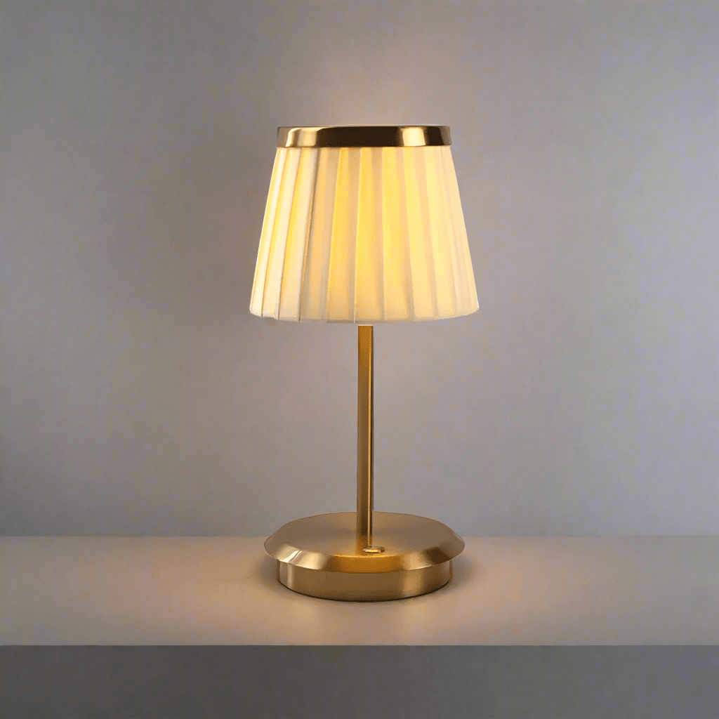 Kabellose LED Tischlampe Stoffschirm, Touch dimmbar & 3 Lichtfarben