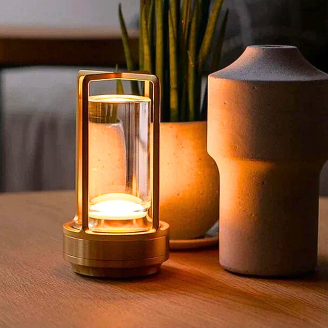 Kristall Tischlampe LED kabellos, Dimmbare Tischleuchte