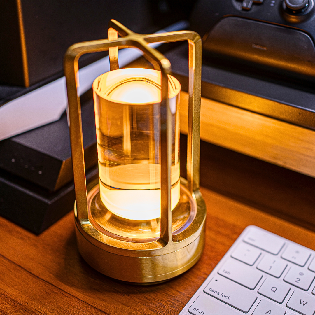 Kristall Tischlampe LED kabellos, Dimmbare Tischleuchte