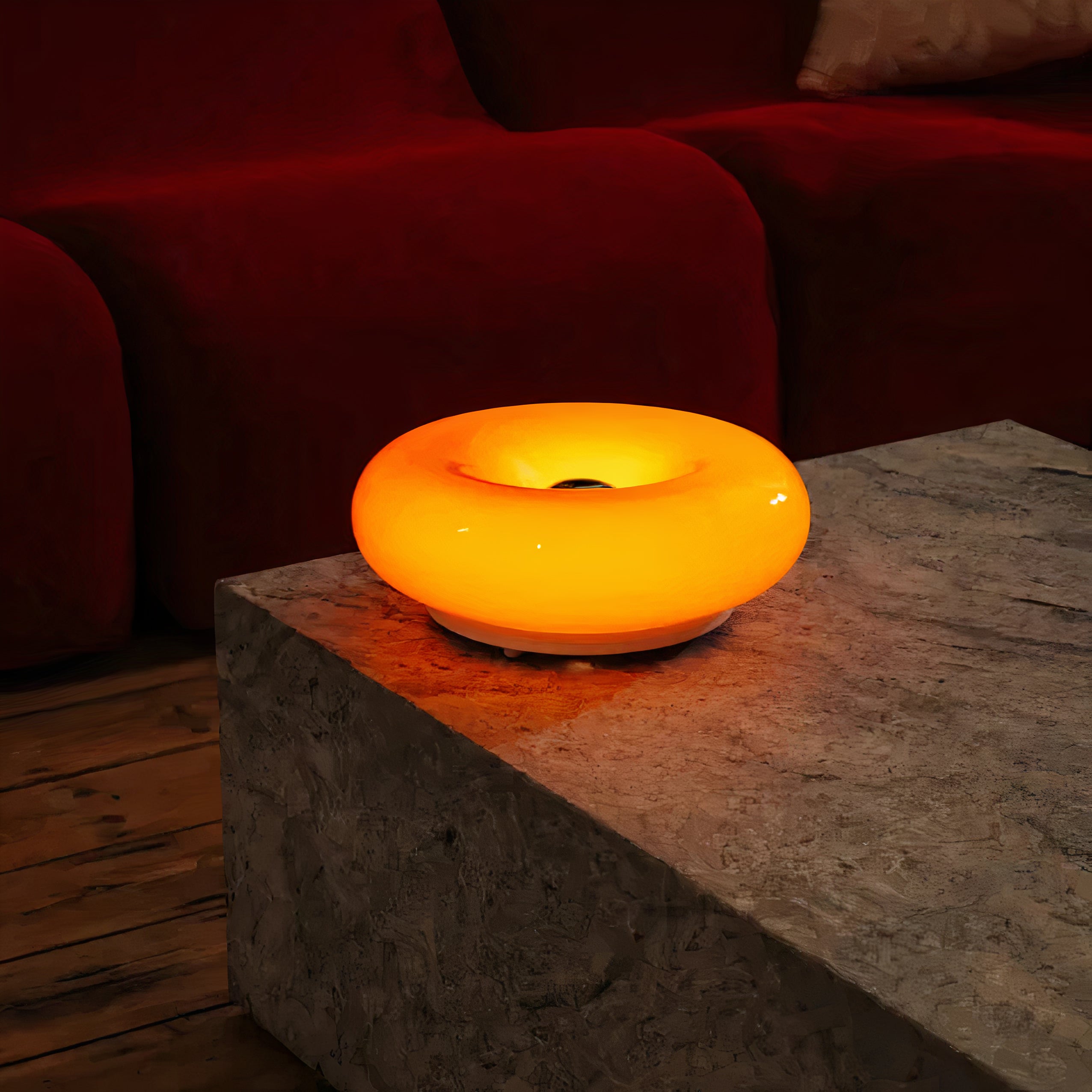 Bauhaus Tischlampe LED dimmbar, Glas Ring Tischleuchte