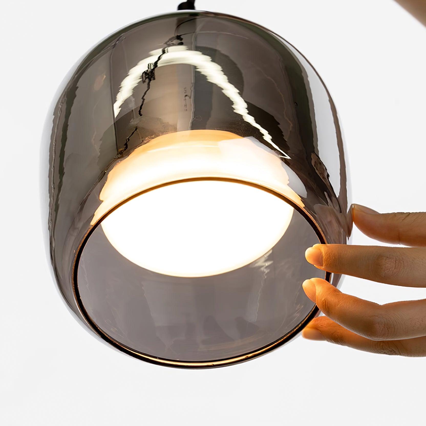 Rauchglas Pendelleuchte Kugel, LED Hängeleuchte modern