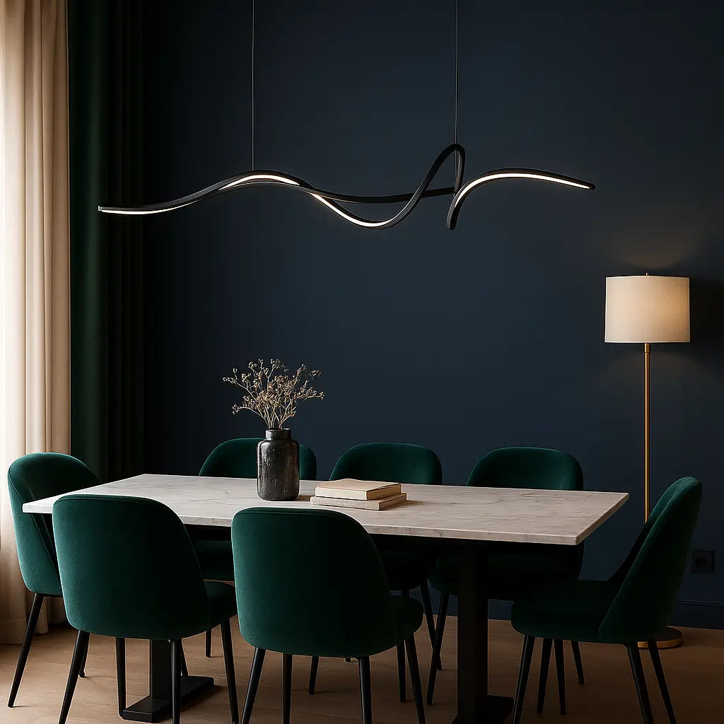 LED Hängelampe Küche Insel Linear Schwarz, Pendelleuchte Dimmbar 120/140 cm