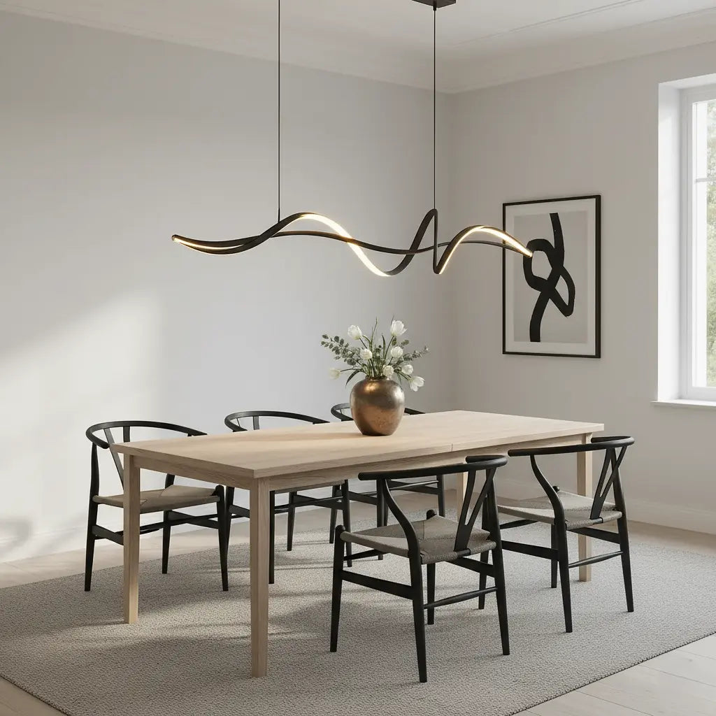 LED Hängelampe Küche Insel Linear Schwarz, Pendelleuchte Dimmbar 120/140 cm