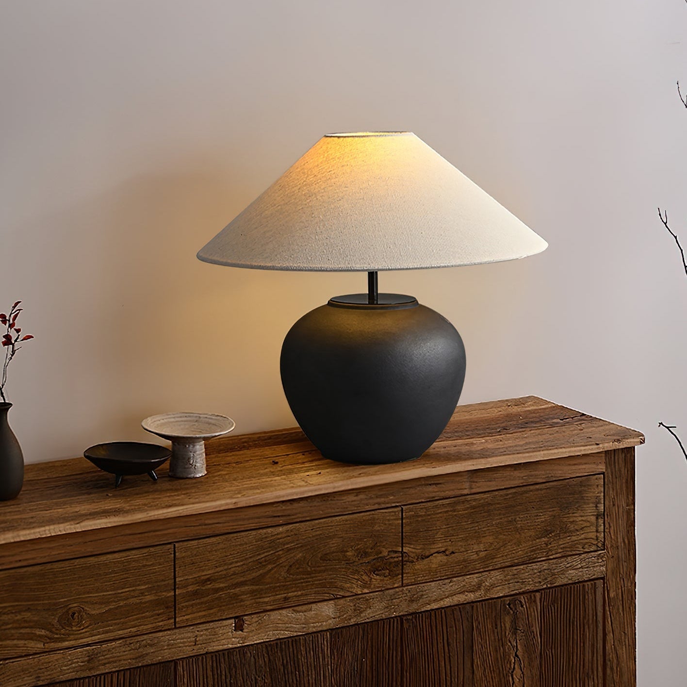 Keramik Tischlampe, Handgefertigtes Design Warmweiß E27
