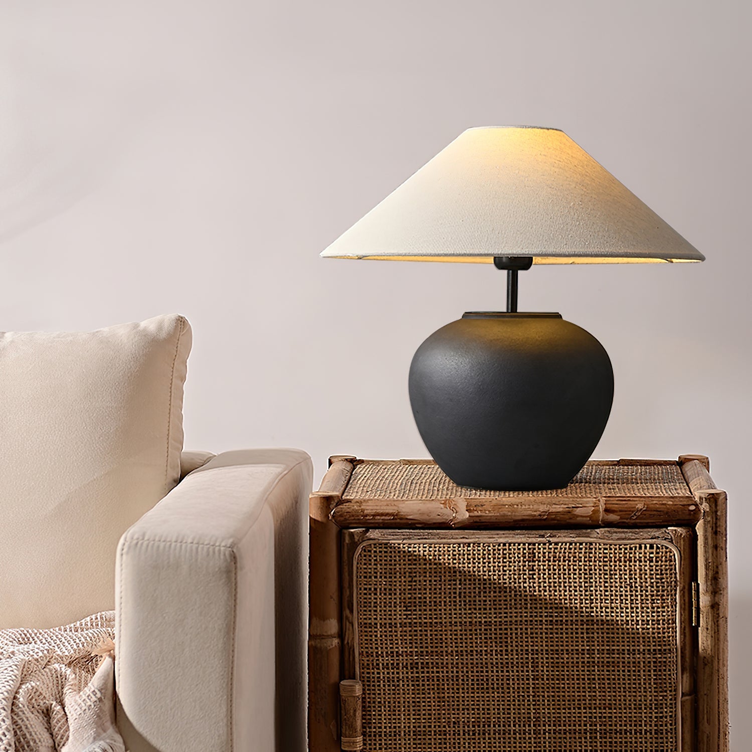 Keramik Tischlampe, Handgefertigtes Design Warmweiß E27