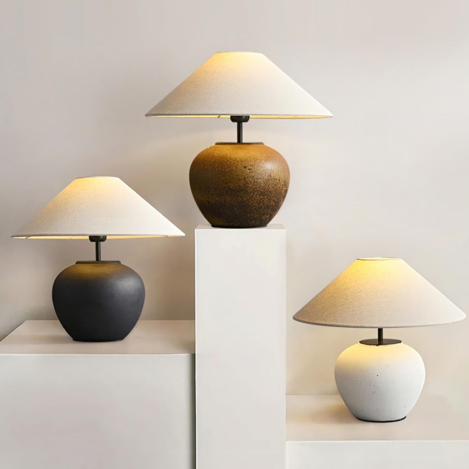 Keramik Tischlampe, Handgefertigtes Design Warmweiß E27