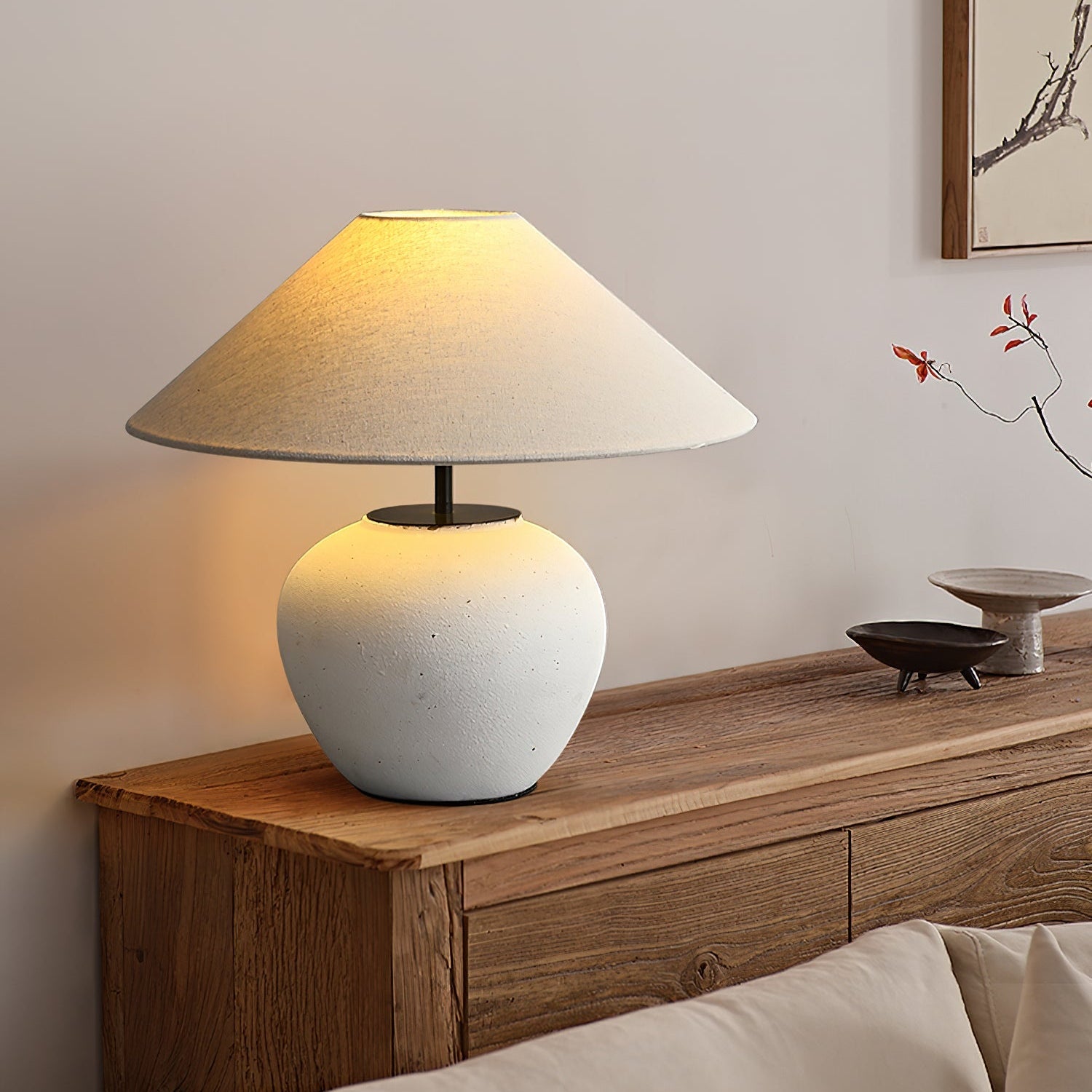 Keramik Tischlampe, Handgefertigtes Design Warmweiß E27