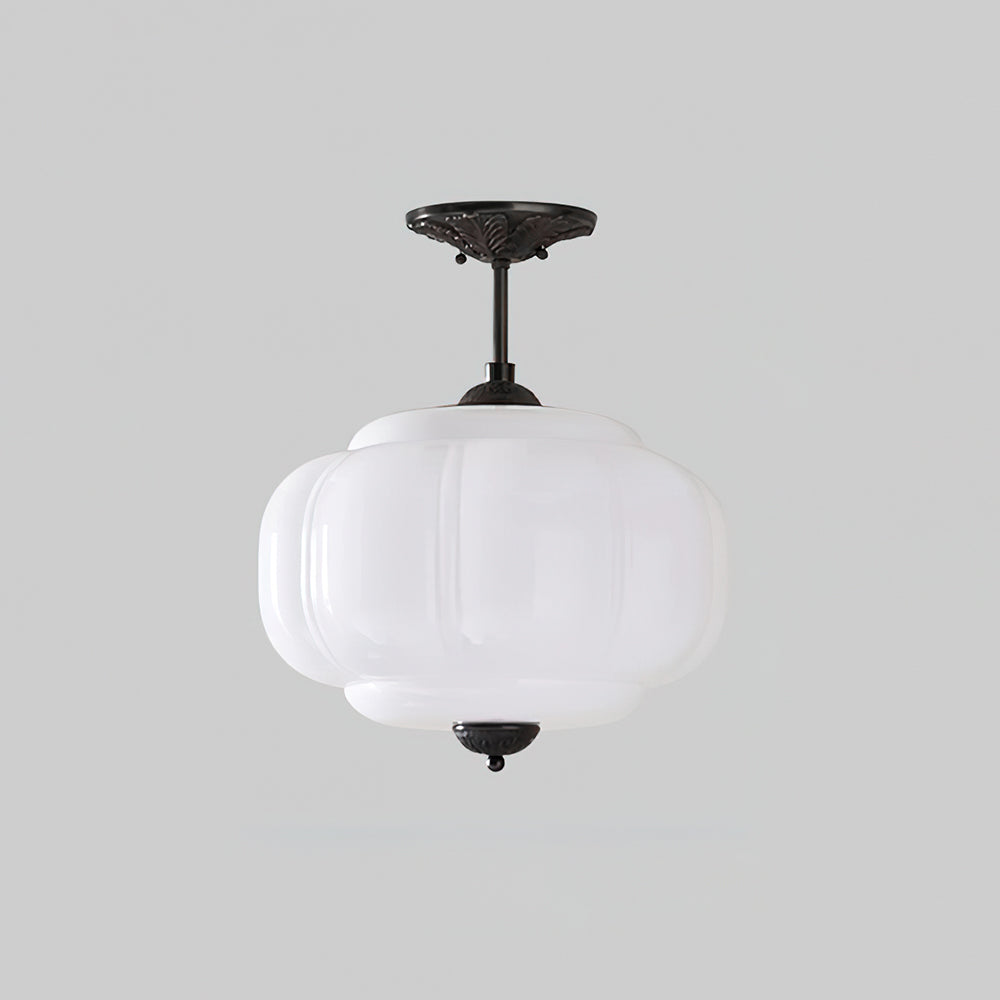 Deckenleuchte Glas Wellenform Grün, Design Deckenlampe Messing Ø38 cm