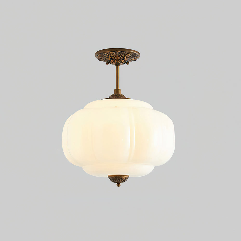 Deckenleuchte Glas Wellenform Grün, Design Deckenlampe Messing Ø38 cm