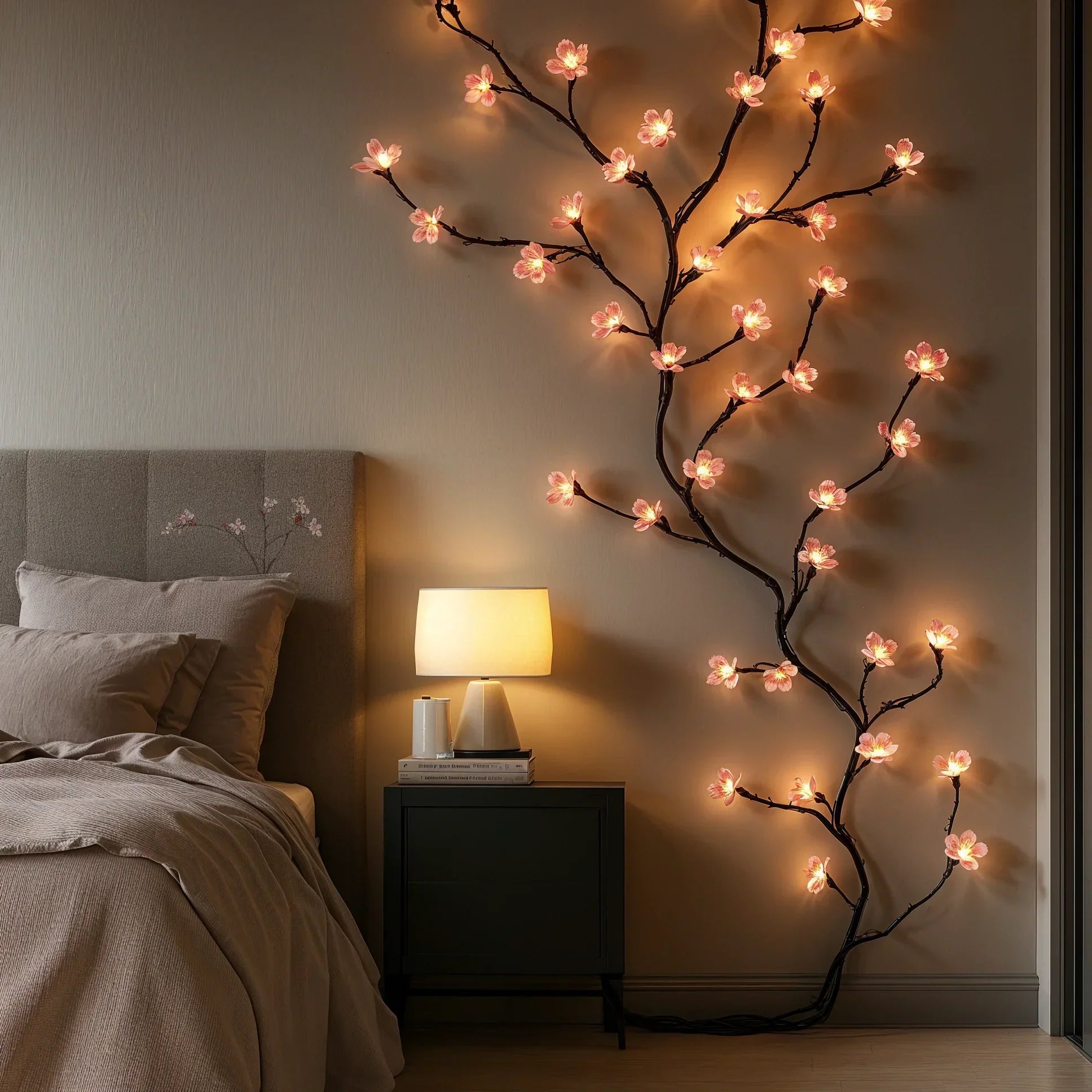 Kirschblüten Lichterkette LED, Rosa Lichterkette USB