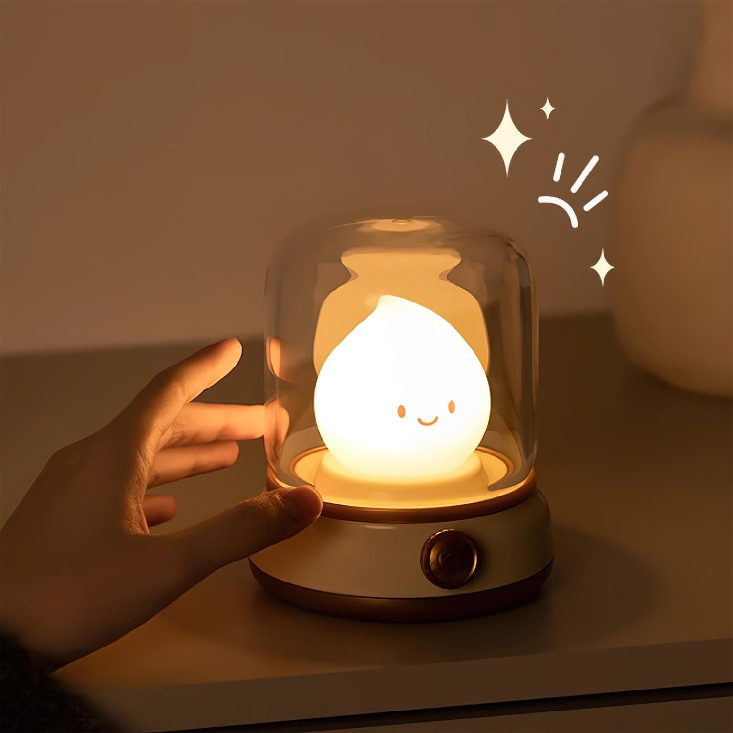 LED Tischlampe Vintage Flamme, Dimmbare Nachtlampe USB-C 3000K