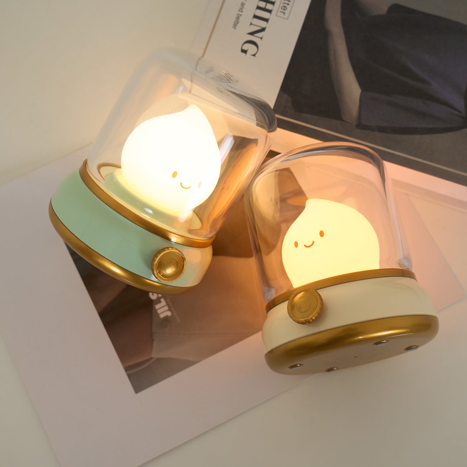 LED Tischlampe Vintage Flamme, Dimmbare Nachtlampe USB-C 3000K