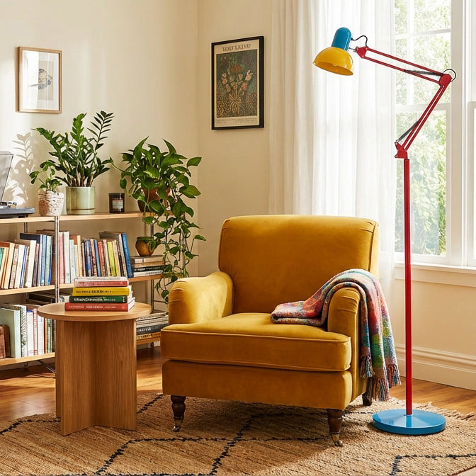 Stehlampe Metall Farbig, Verstellbarer Arm Retro Design