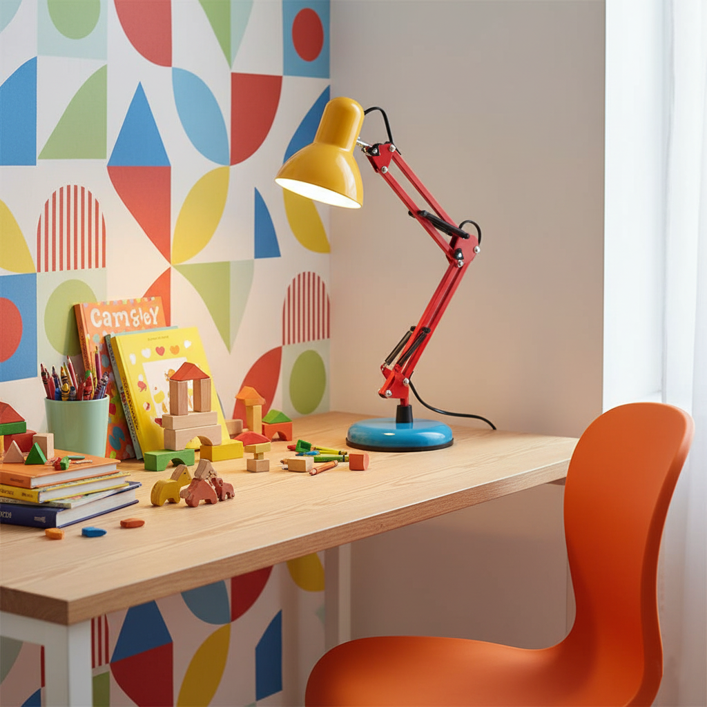 Tischlampe Metall Bunt, Verstellbarer Arm Modernes Design