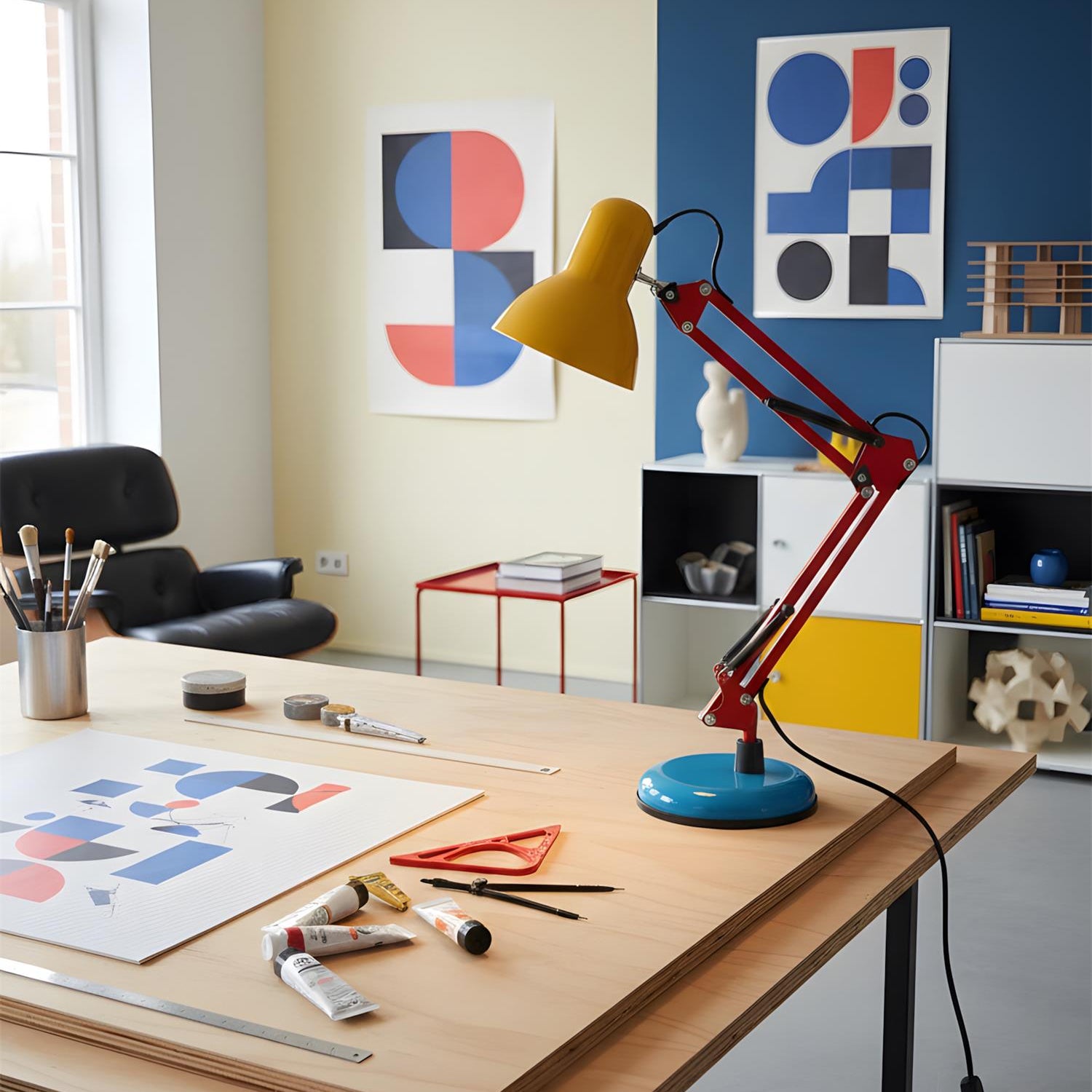 Tischlampe Metall Bunt, Verstellbarer Arm Modernes Design