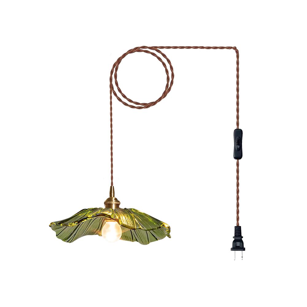 Pendelleuchte Glas Blumenform, Kupfer Design Dimmbar mit Stecker
