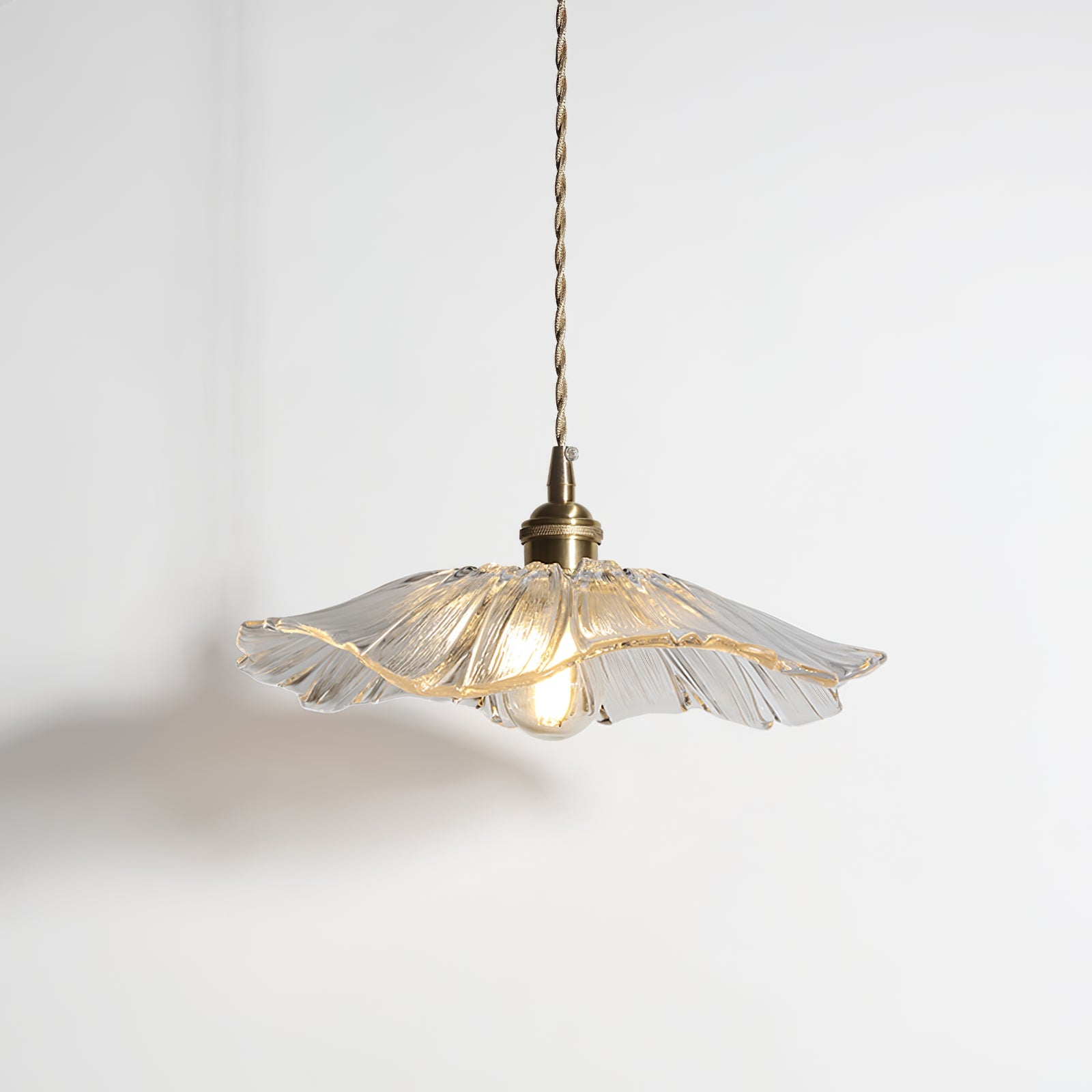 Pendelleuchte Glas Blumenform, Kupfer Design Dimmbar mit Stecker