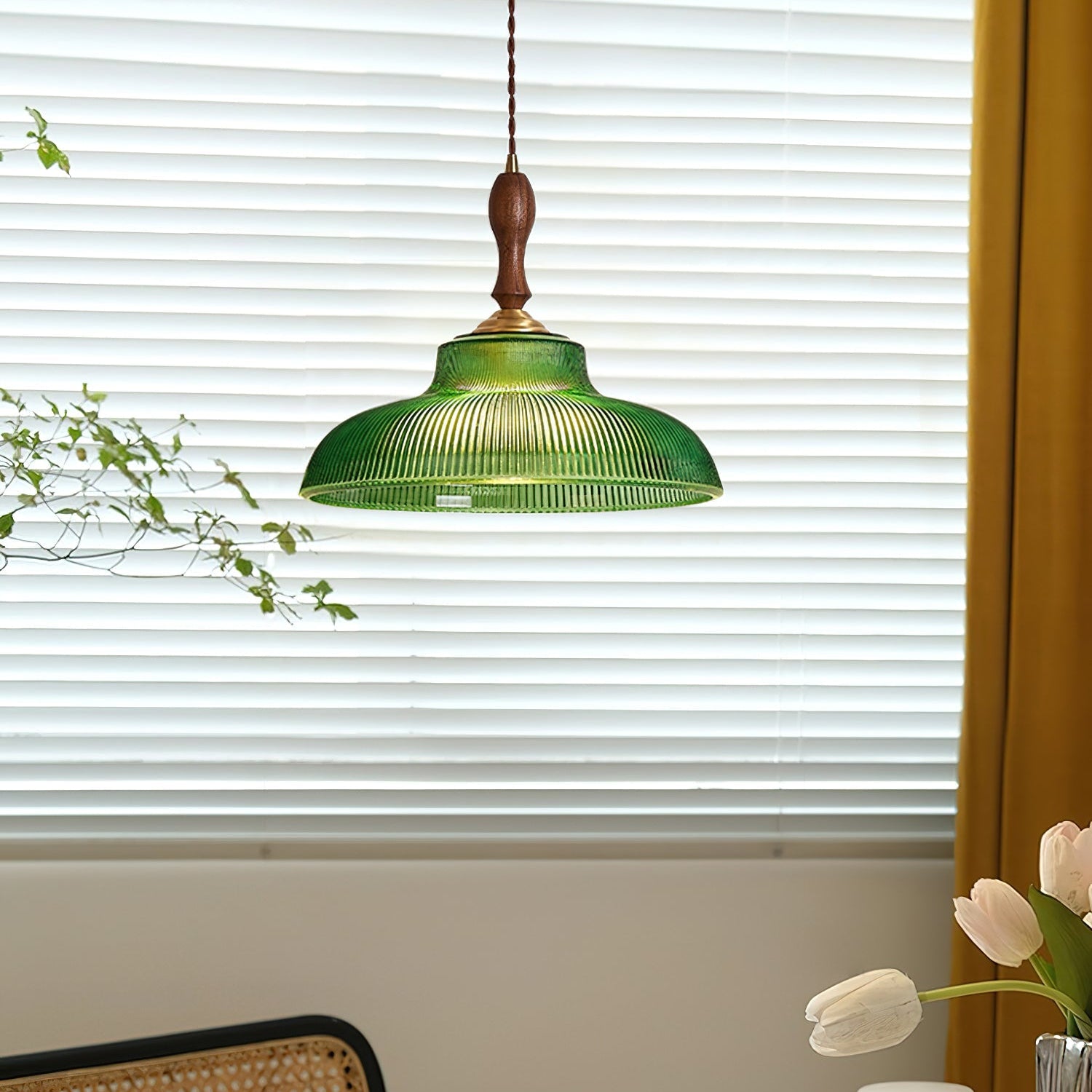 Grüne Pendelleuchte Glas, Vintage Design Dimmbar