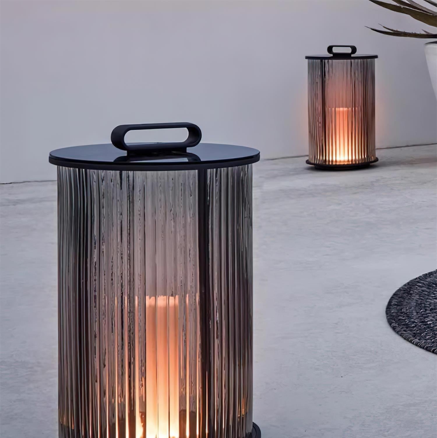 Außenwandleuchte Edelstahl Glas Geriffelt Modern Solar LED Warmweiß 3000K