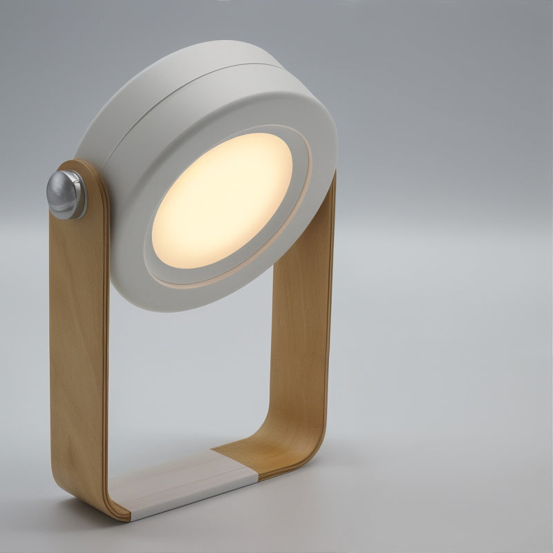 Kabellose LED Tischlampe dimmbar, Tischleuchte Holz Metall