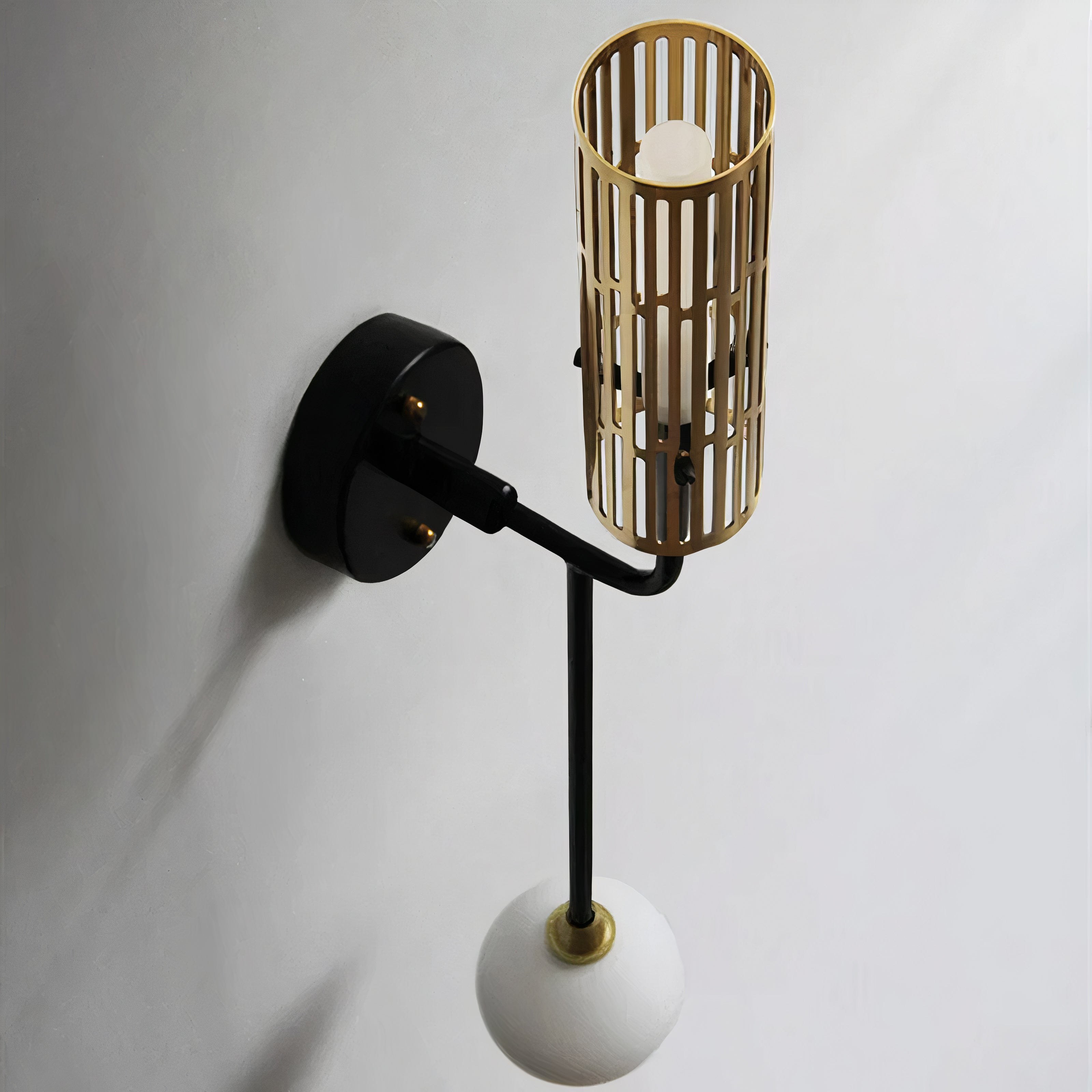 Wandlampe Schwarz Gold 2-flammig, Modernes Design mit Glaskugeln