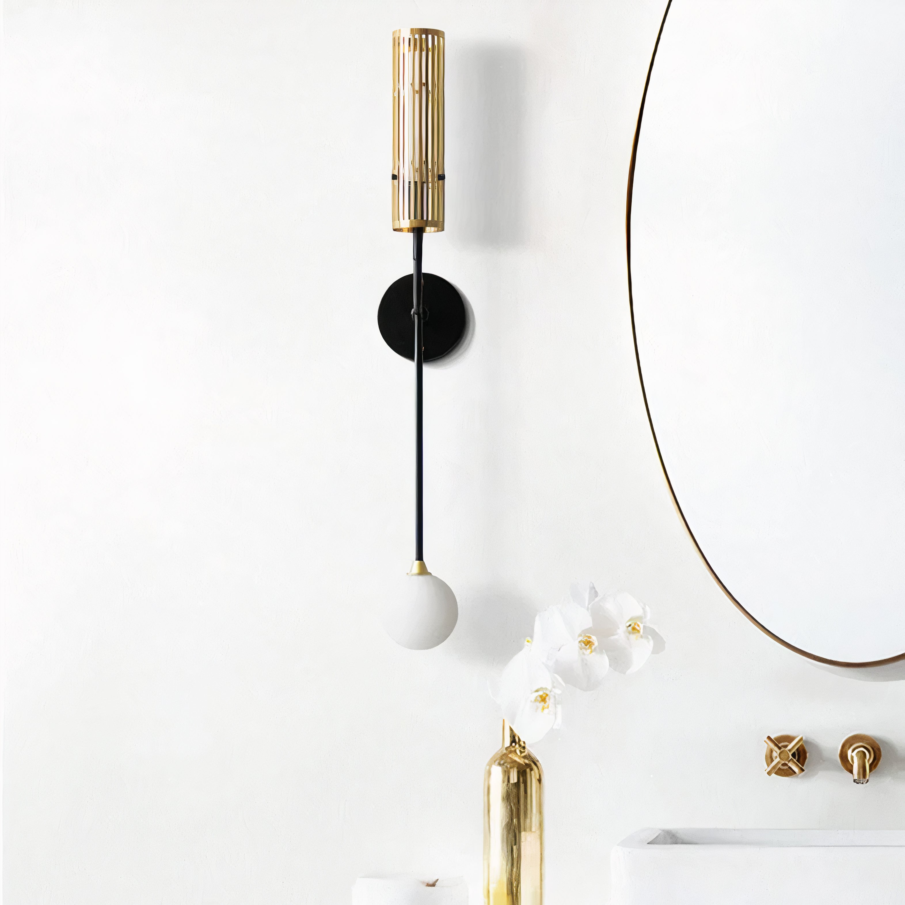 Wandlampe Schwarz Gold 2-flammig, Modernes Design mit Glaskugeln