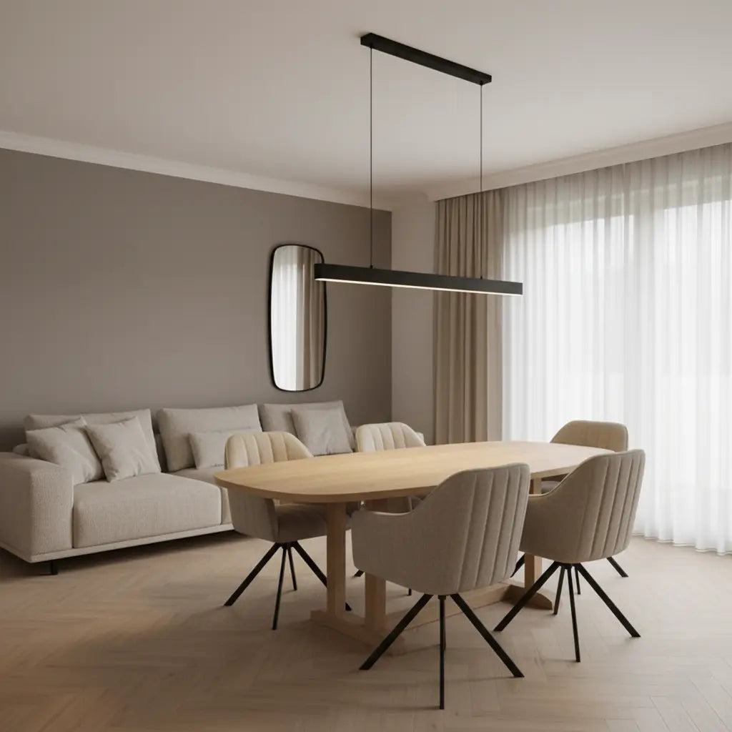 LED Hängelampe Esstisch Linear Schwarz, Pendelleuchte Dimmbar 120–200 cm