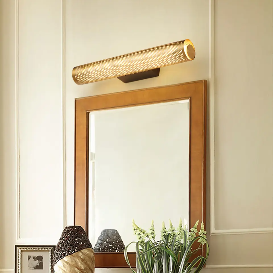Gold Wandleuchte LED, Schlanke Wandlampe modern