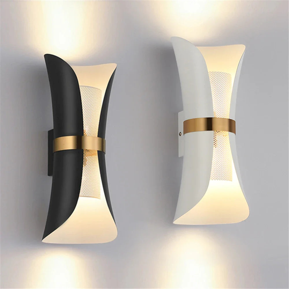 LED Wandleuchte Up Down 2-flammig, Wandlampe schwarz gold