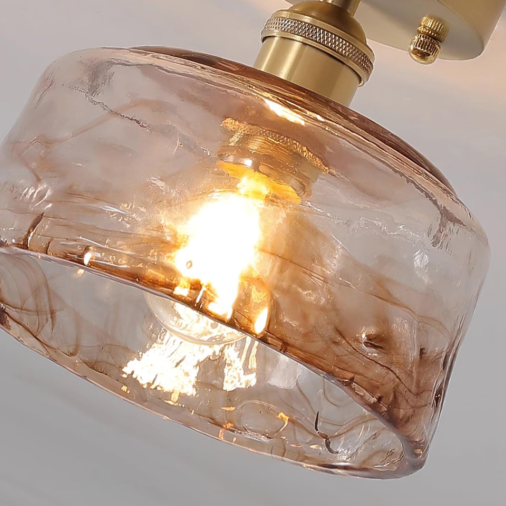 Deckenleuchte Glas Messing Vintage, Amber Retro Design, Dimmbar E27