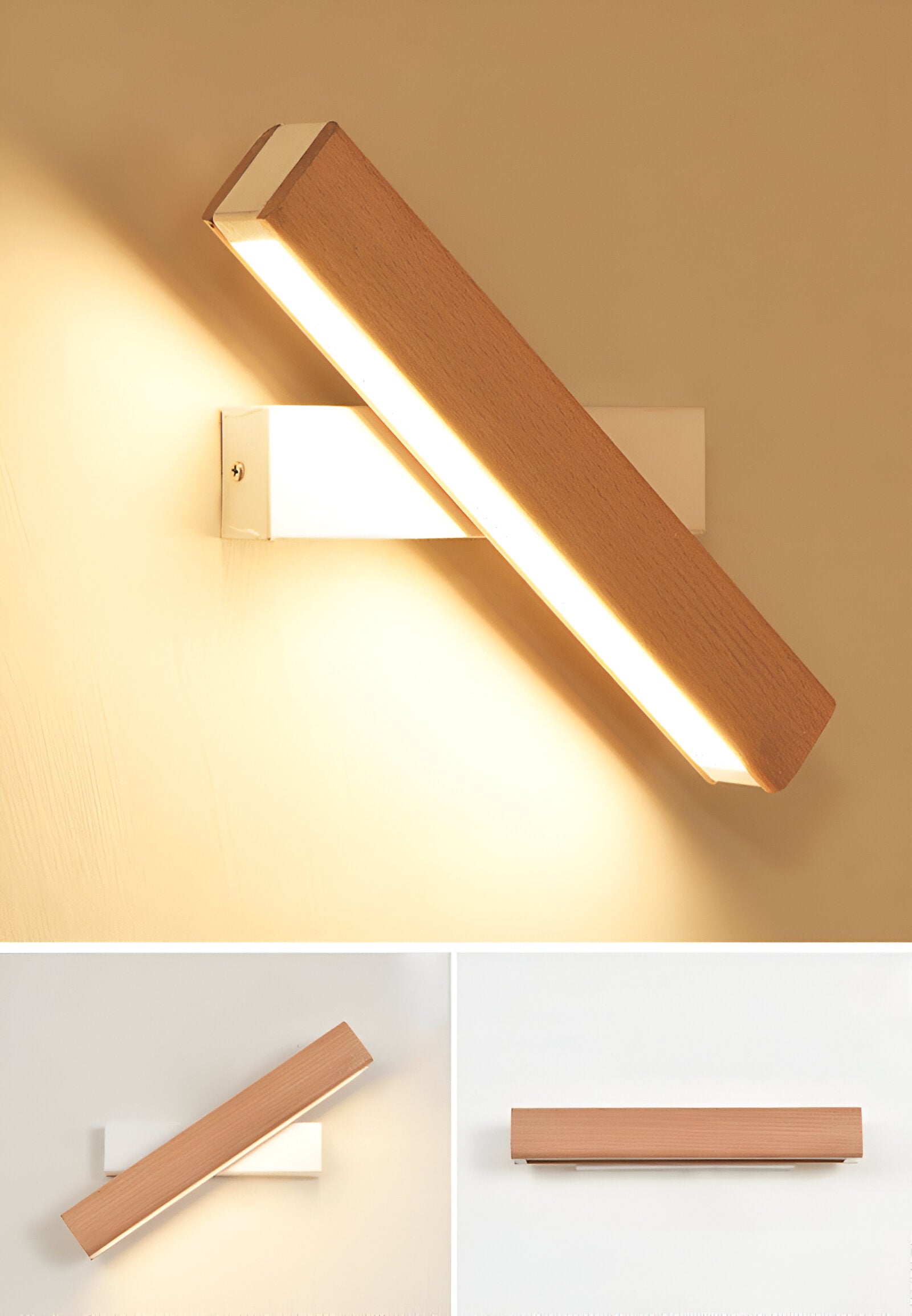 Moderne LED-Holzwandleuchte