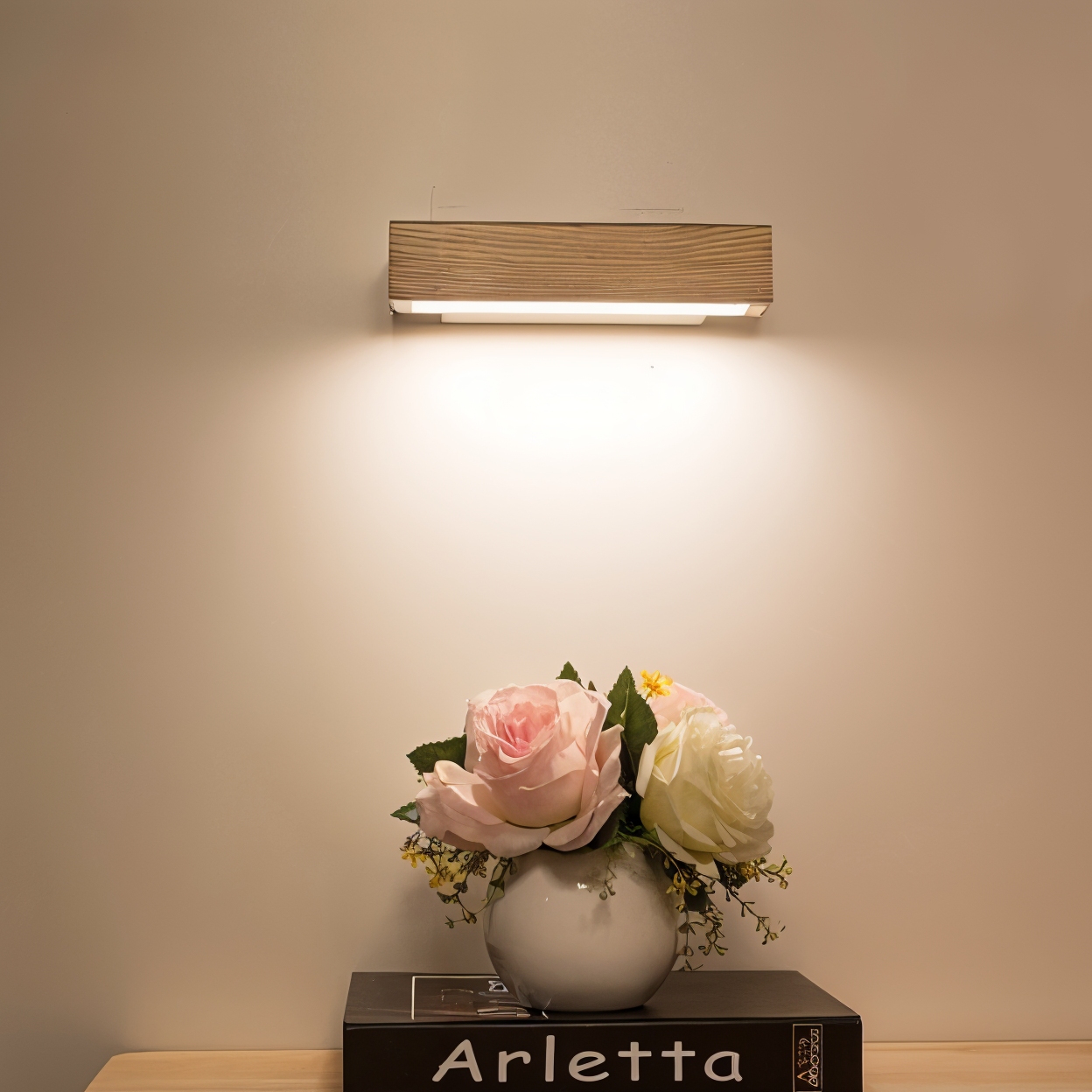 Moderne LED-Holzwandleuchte