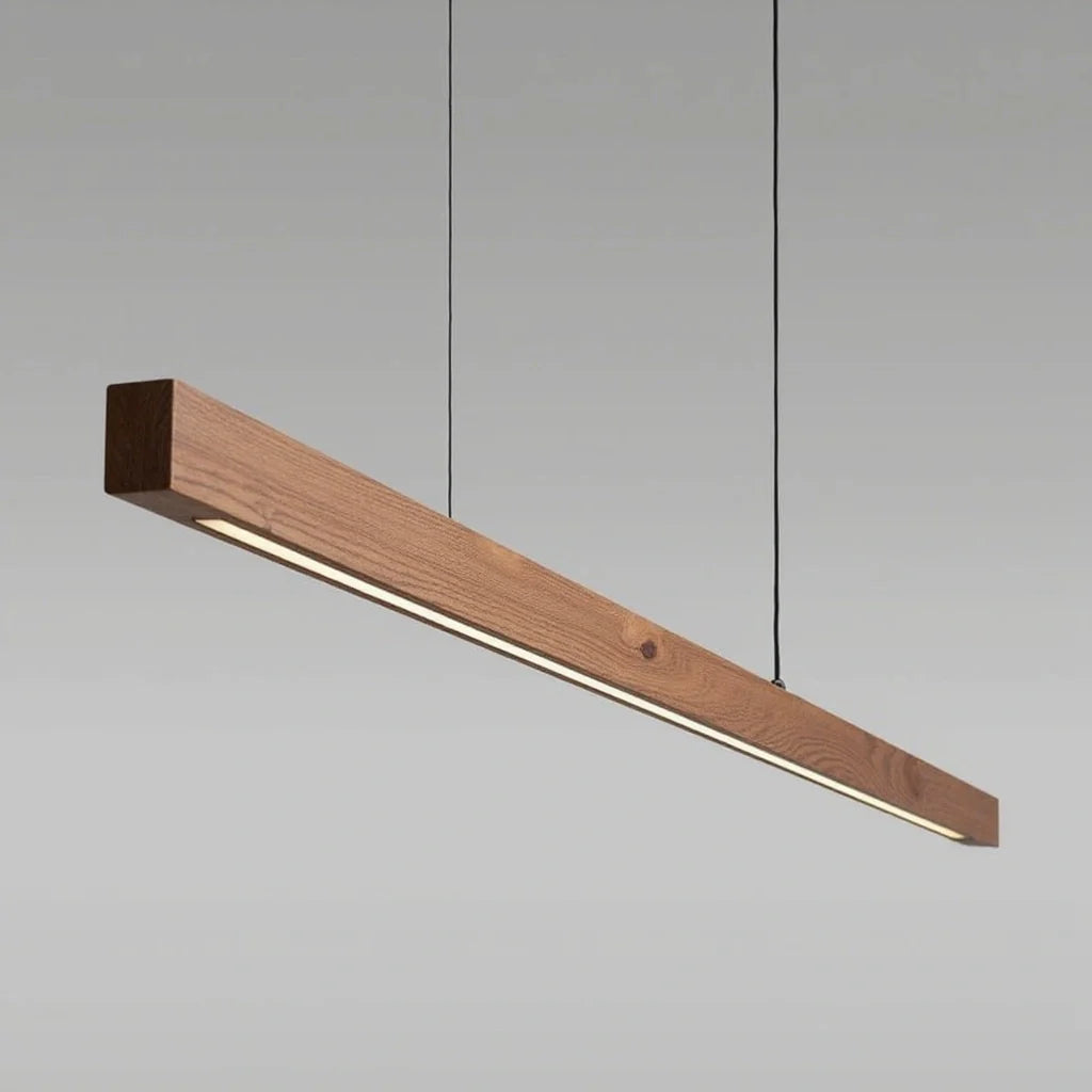 LED Hängelampe Esstisch Holzoptik, Lineare Pendelleuchte Dimmbar 120/150/180 cm