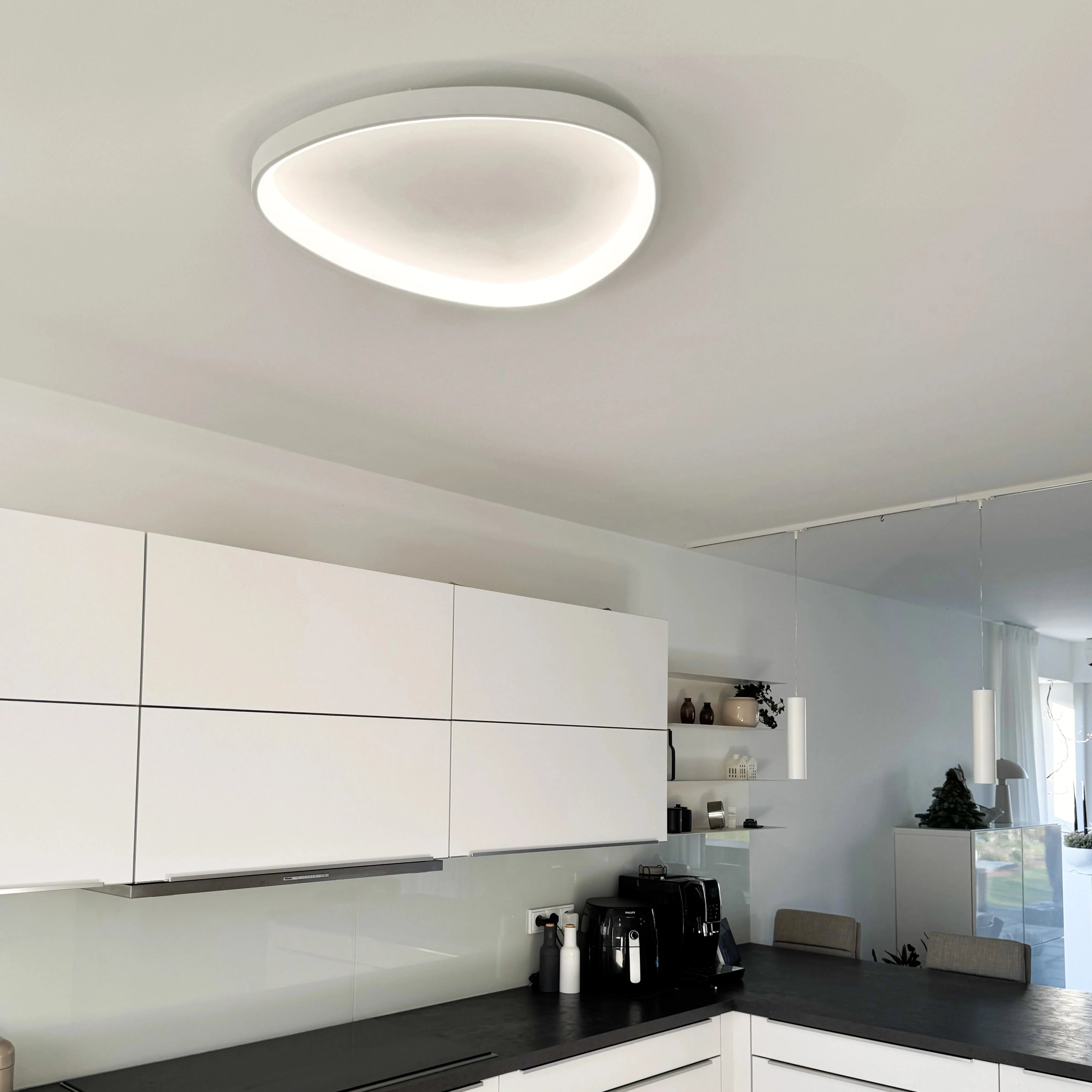 LED Deckenleuchte Flach mit Fernbedienung, Dimmbar Schwarz Weiß