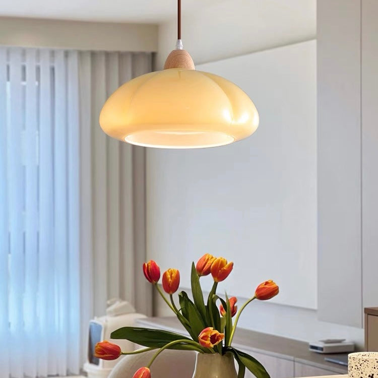 Glas Pendelleuchte, Bauhaus Design, Kürbisform