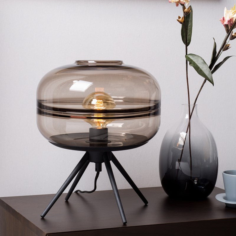 Glas Tischlampe Kuppel, Moderne Tischleuchte E27
