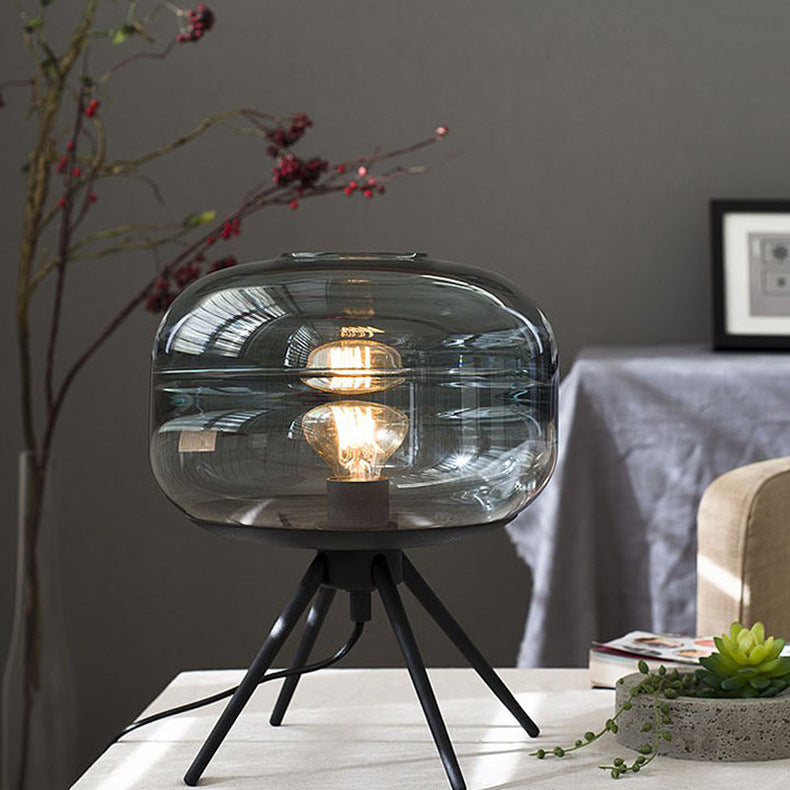 Glas Tischlampe Kuppel, Moderne Tischleuchte E27