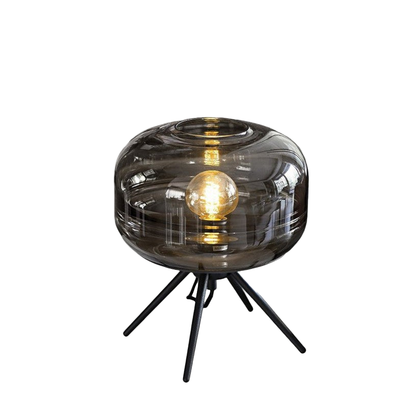 Glas Tischlampe Kuppel, Moderne Tischleuchte E27