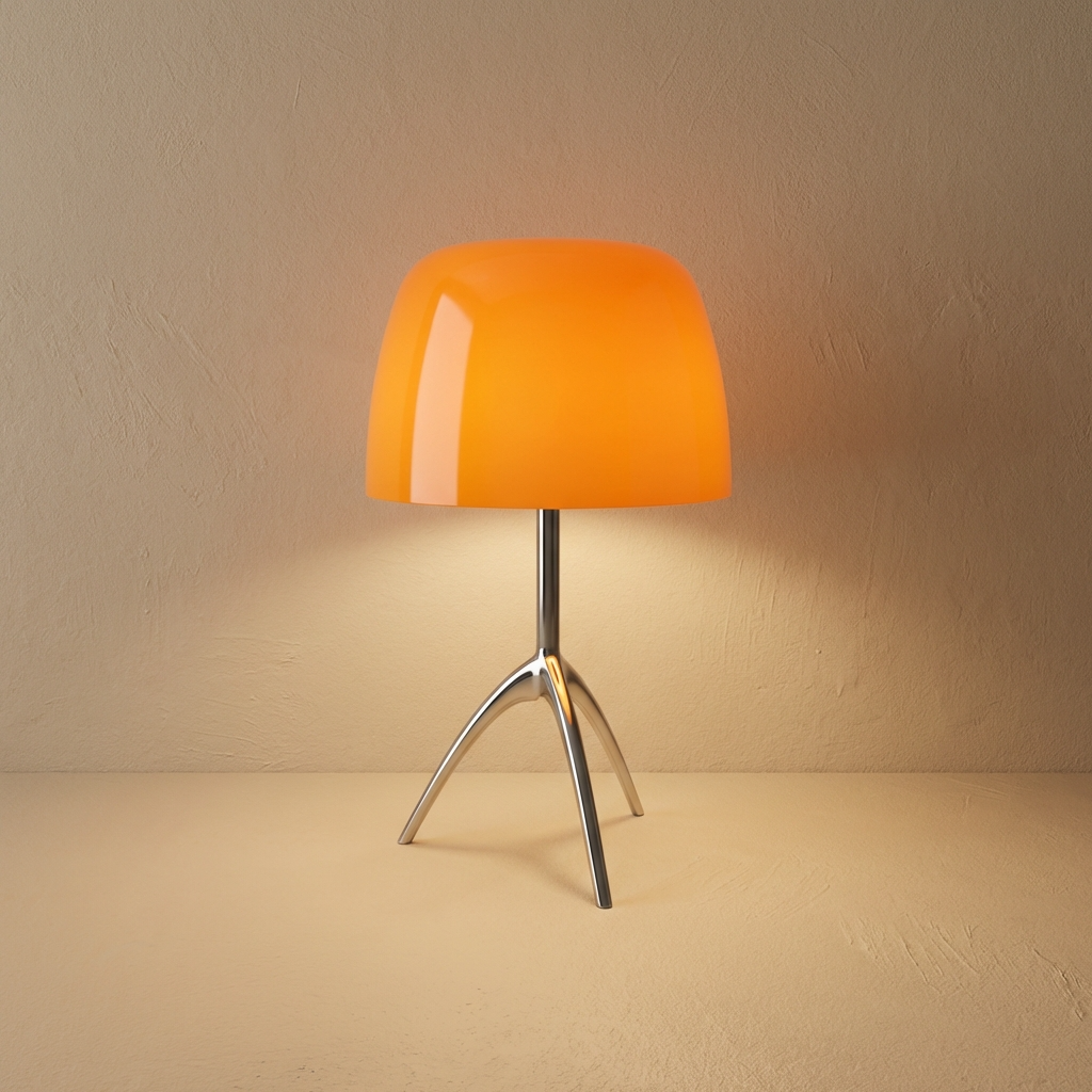 Dreibein Tischlampe Glas, Italienisches Design Skandinavischer Stil