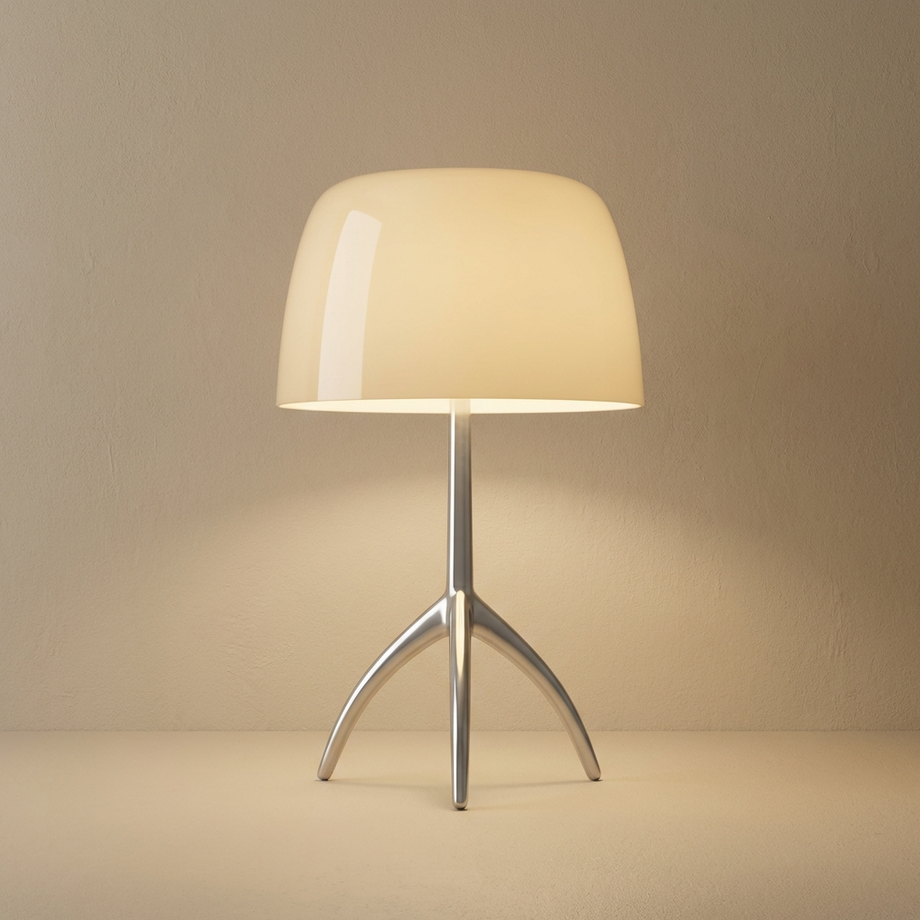 Dreibein Tischlampe Glas, Italienisches Design Skandinavischer Stil