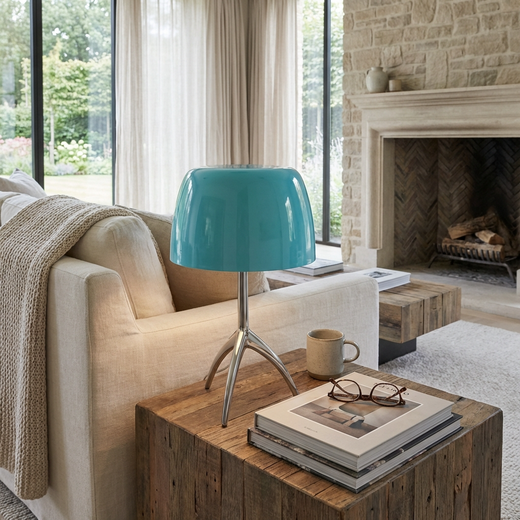 Dreibein Tischlampe Glas, Italienisches Design Skandinavischer Stil