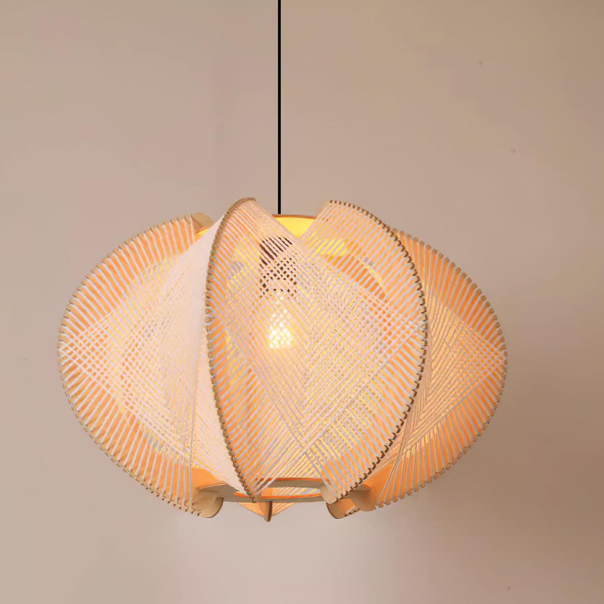Rattan Pendelleuchte Natur Ø45 cm, Boho Design Handgefertigt