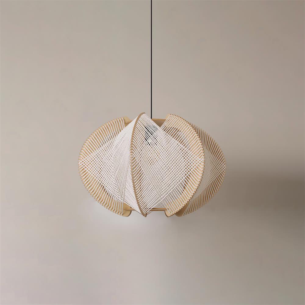 Rattan Pendelleuchte Natur Ø45 cm, Boho Design Handgefertigt