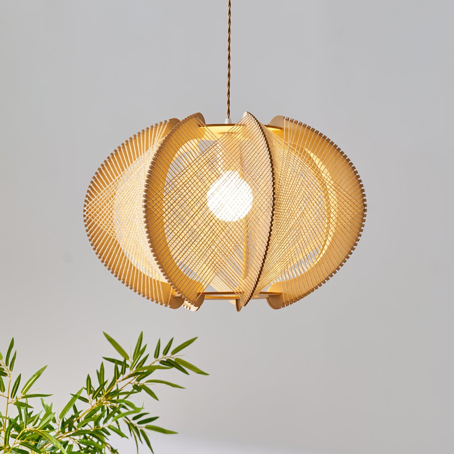 Rattan Pendelleuchte Natur Ø45 cm, Boho Design Handgefertigt