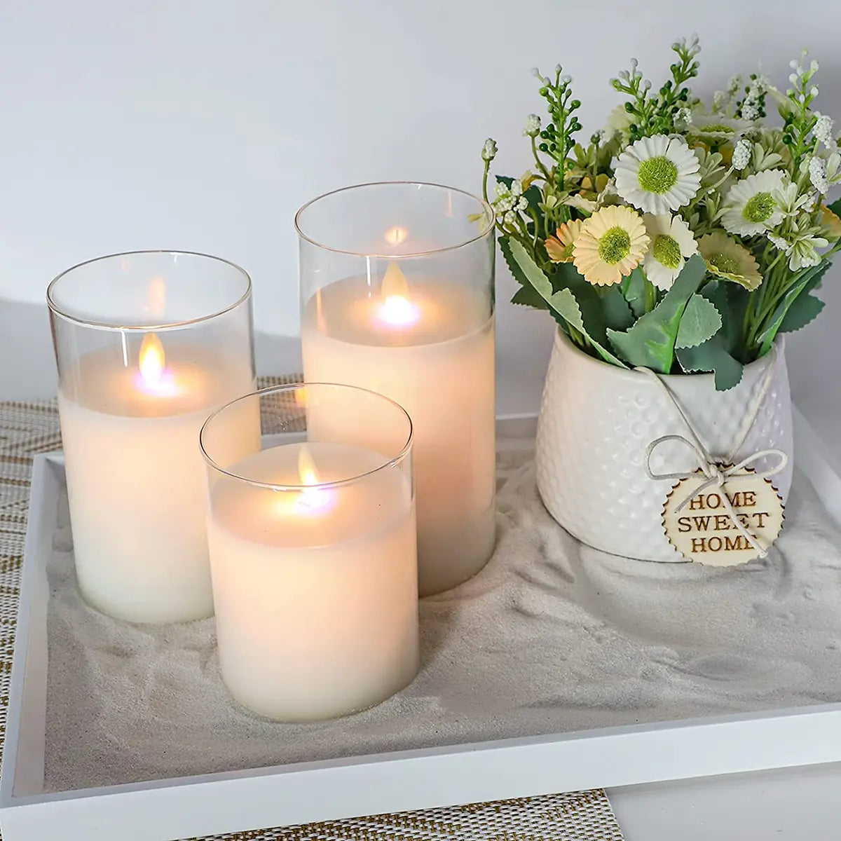 LED Kerzen Set, 3 Stück, mit Fernbedienung, Flammeneffekt