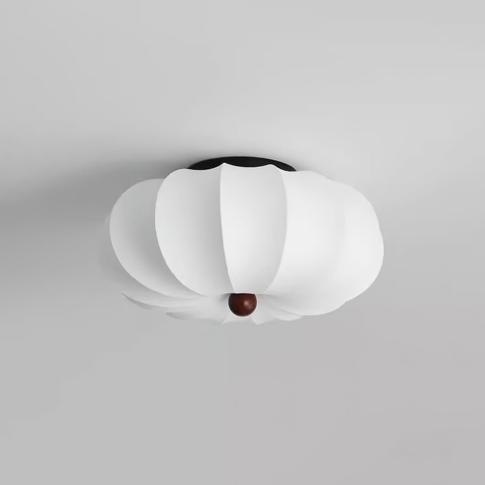 Deckenleuchte Stoff Blumenform Holzakzent, Moderne Deckenlampe Dimmbar E27