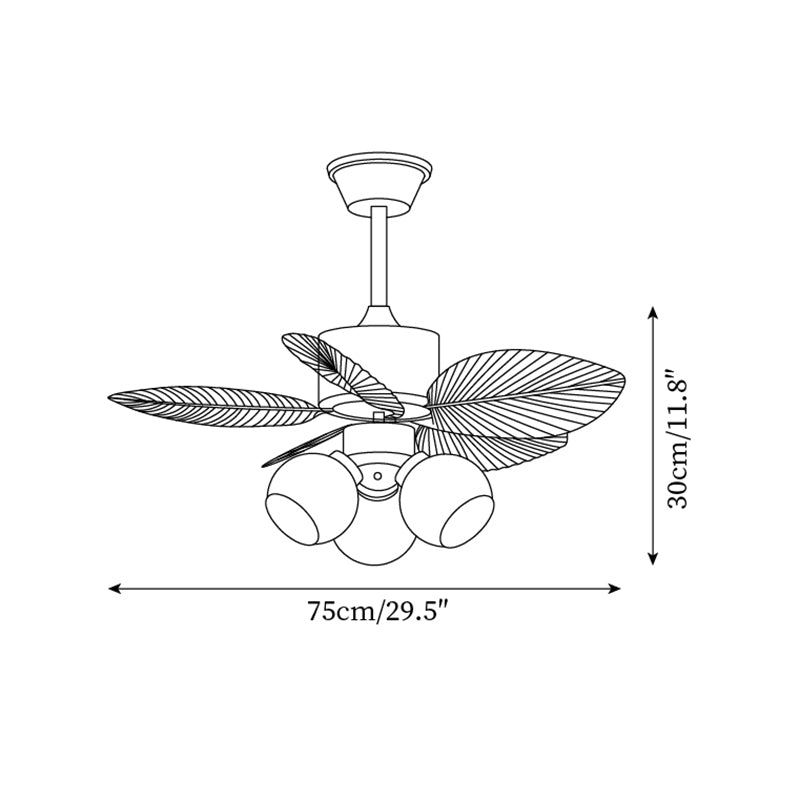 Deckenventilator mit Licht Palmblatt, LED Ventilator Leise Fernbedienung Ø75 cm